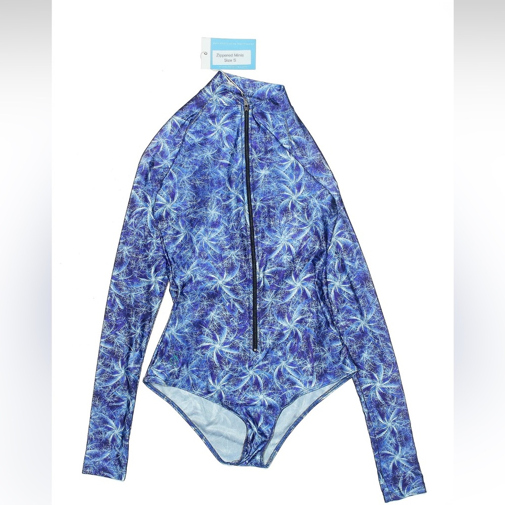 Elegant Blue Floral Women's One Piece Swimsuit